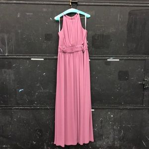 High Neck Chiffon w Keyhole, Chianti, Size 12